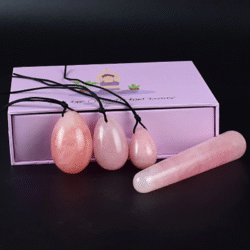Yoni Egg Massage Set Rosenquarz mit Box