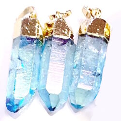 Anhänger Aqua Aura vergoldete Fassung 3-4cm