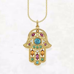 Anhänger Fatimas Hand 4cm 925erSilber vergoldet