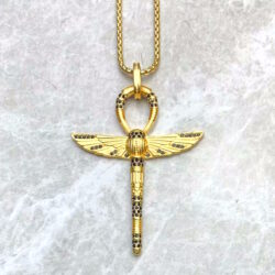 Anhänger Ankh mit Skarabäus 925er Silber vergoldet