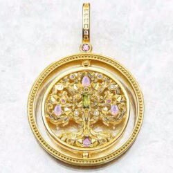 Baum des Lebens 925 Silber vergoldet Ø 3,3 cm