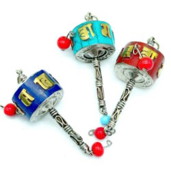 Anhänger kleine Gebetsmühle mit Türkisen