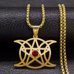 Anhänger Pentagramm Triple Moon mit Kette